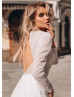 Long Sleeves Ivory Sparkle Tulle Wedding Dress